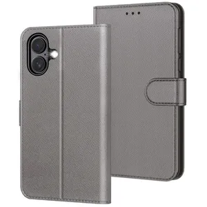 TECHTA Coque pour iPhone 17 Housse en Cuir PU avec Fentes Cartes Support Intégré et Protection Antichoc Etui Portefeuille -gris pas cher