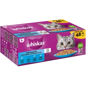 Whiskas Adult 1+ 48 x 85 g pour chat - Sélection de poisson en gelée pas cher