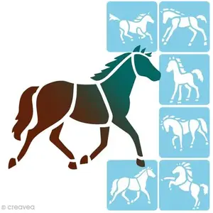 Set de 6 pochoirs Chevaux Avenue Mandarine