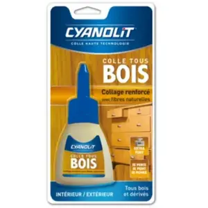 Colle à bois - Cyanolit - Colle tous bois 50 g renforcée en fibres naturelles pas cher