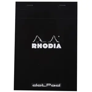 Rhodia dotPad BLACK N°16 14,8x21cm 80F agrafées 80g | matrice points 5mm pas cher