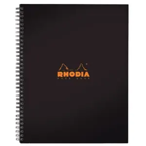 Rhodia Cahier à spirales Notebook - Format A4 maxi (90 g-m2) - 160 pages lignées - Couleur noir pas cher