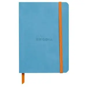 RHODIA Rhodiarama Cahier A6 72 feuilles - 144 pages papier ivoire gradué couverture bleu turquoise synthétique pas cher