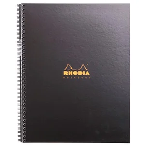 RHODIA Cahier spirale couverture noire PP 22,5x pas cher