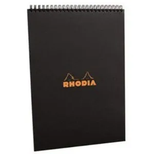 Rhodia Classic Bloc de bureau à spirale 80 feuilles papier 21 x 29,7 ligné avec Couverture Noir pas cher
