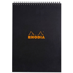 Rhodia Schrijfblok - Kopspiraal - Geruit 5x5 mm - A4 - Zwart - 80 vel pas cher