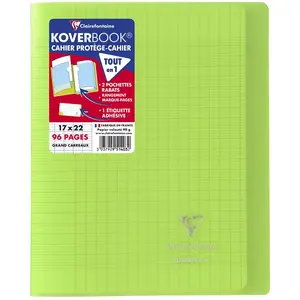 Cahier de 96 pages A5 Seyès Clairefontaine Koverbook 17 x 22 cm Vert pas cher