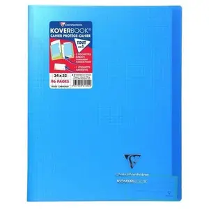 CLAIREFONTAINE Koverbook Cahier piqure 96 pages avec rabats - 240 x 320 mm - 5 x 5 papier PEFC 90 g - Bleu pas cher