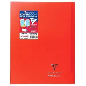CLAIREFONTAINE Koverbook Cahier piqure 96 pages avec rabats - 240 x 320 mm - 5 x 5 papier PEFC 90 g - Rouge pas cher