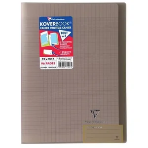 CLAIREFONTAINE - Cahier piqûre KOVERBOOK - 21 x 29,7 - 96 pages Seyès - Couverture Polypro translucide - Couleur marron pas cher