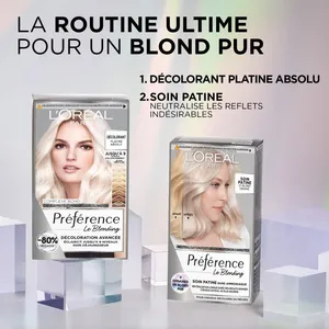 La Routine L'Oréal Paris Préférence Pour Des Cheveux Décolorés Sans Reflets Indésirables - coffret produits capillaires pas cher