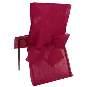 Housses de chaises avec nuds - BORDEAUX - 50 x 95 cm - Tissu non tissé polyester pas cher