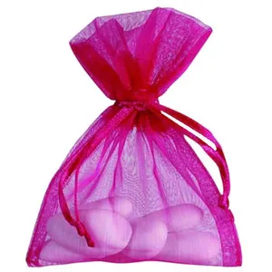 SANTEX Sac de 10 sachets Organza pour dragées Fuschia pas cher