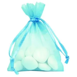 SANTEX Sac de 10 sachets Organza pour dragées Bleu pas cher