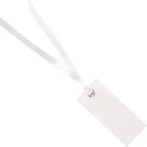 Santex cadeaulabels met lintje - set 12x stuks - wit - 3 x 7 cm - naam tags pas cher