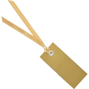 Santex cadeaulabels met lintje - set 12x stuks - goud - 3 x 7 cm - naam tags pas cher