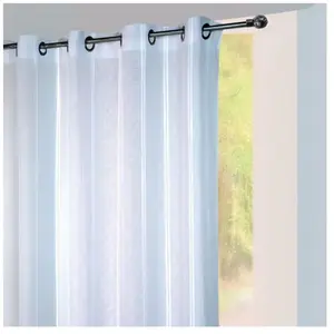 Voilage - HOME MAISON - Rayures verticales - Blanc - illets - 140 x 280 cm pas cher