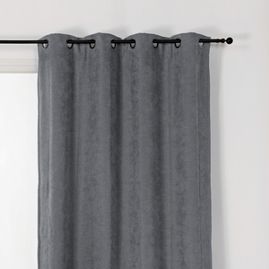 HOME MAISON Rideau isolant et obscurcissant uni Anthracite 140 x 260 cm - Gris - Synthétique - Uni - illets pas cher