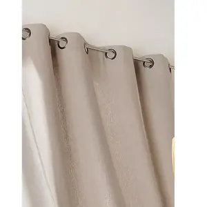 HOME MAISON Rideau - Campagne Chic - 135 x 260 cm - 100% Lin -  illets - Beige pas cher