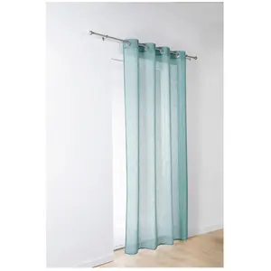 Voilage - HOME MAISON - Bleu azur - 140 x 240 cm - illets - Aspect lin léger pas cher