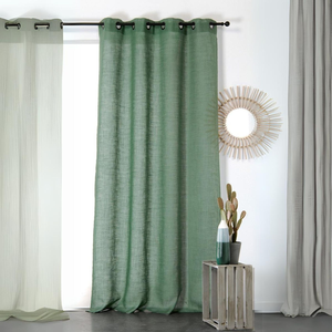 LINDER Rideau tamisant et naturel en 100% lin - Vert - 145 x 260 cm pas cher