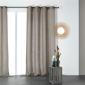 LINDER Rideau tamisant et naturel en 100% lin Gris Perle 145x260 cm pas cher