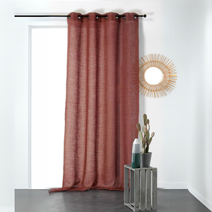LINDER Rideau tamisant et naturel en 100% lin Brique 145x260 cm pas cher