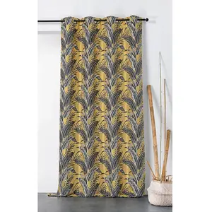 HOME MAISON Rideau - Tendance - Jaune - 135 x 245 cm - Impressions exotiques -  illets pas cher