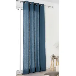 HOME MAISON Rideau - Authentique - 100% Lin - Bleu Marine - 135 x 260 cm - Style Campagne Chic pas cher
