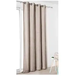 LINDER Rideau - Effet velours velouté uni Beige 140x245 cm pas cher