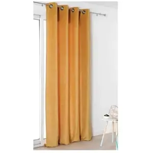 Rideau Occultant - Fabrication française - Aspect Velours Uni - Jaune - 140 x 245 cm pas cher