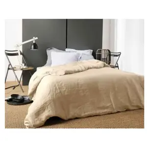 Housse de Couette en Lin HOME MAISON - Uni - Ficelle - 240 x 220 cm