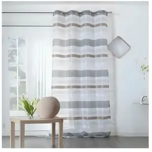 Linder Voilage à Oeillets, Gris, 140x255 pas cher