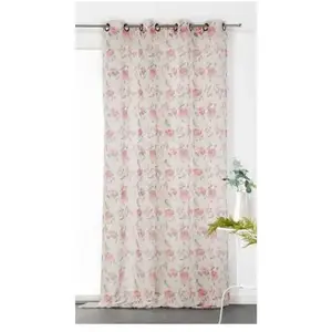 Linder Voilage En Poly/Lin Imprimé "Rose