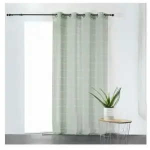 Linder Voilage Rayé Et Tamisant Cordelette Polyester Vert Clair 140x250 Cm pas cher
