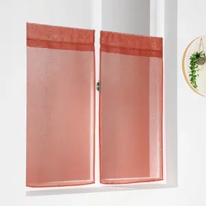 Linder 0169/36/427 Paire de Vitrages Droits Kaolin Point Clair Terracotta Passe Tringle 45 x 90 cm pas cher