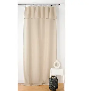 LINDER Voilage aspect lin bourdon noir - Taille: 140x295cm - Coloris: Ecru pas cher