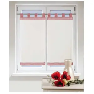 Linder Paire de petit voilage vichy rouge et blanc Rose 70x160cm pas cher