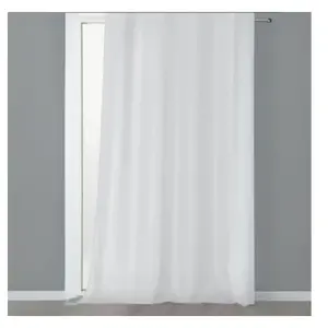 Voilage Chic en voile de lin et galon fronceur Blanc 290x240 cm