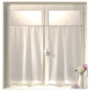 Linder Vitrage à la Paire, Polyester, Blanc, 55x160 cm