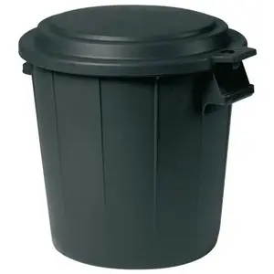 KAPO EDA Poubelle immeuble avec covercle - 50l - Noir pas cher