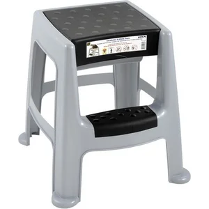 EDA Tabouret marchepied - Gris perle - Marche noir pas cher