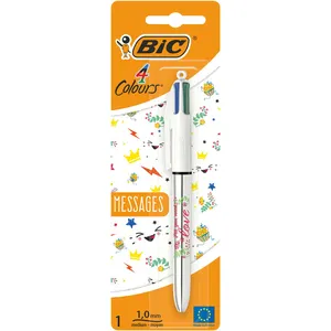 Stylo à bille rétractable Bic 4 Couleurs Messages pas cher