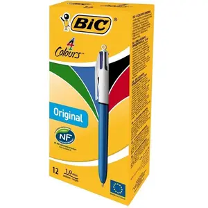 Bic 4-kleuren balpen, medium punt, doos van 12 stuks pas cher