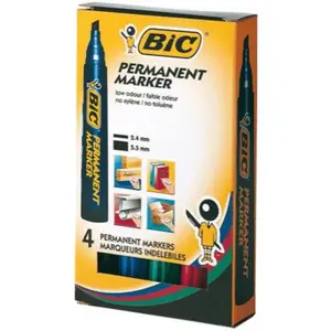 Bic - Marqueur Permanent Biseaute - Pochette De 4 pas cher