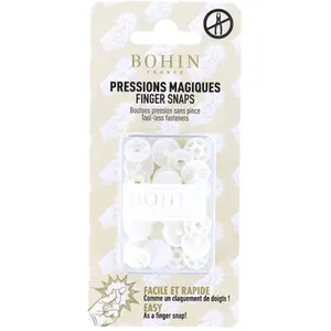 Bouton pression magique sans pince - 13mm - Bohin - Couleur:Blanc pas cher