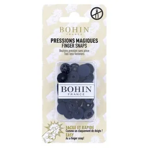 Bouton pression magique sans pince - 13mm - Bohin - Couleur:Bleu marine pas cher