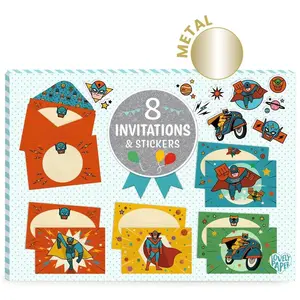Djeco, Carte de voeux + papier à lettres, Einladungskarten-Set Superhe... pas cher