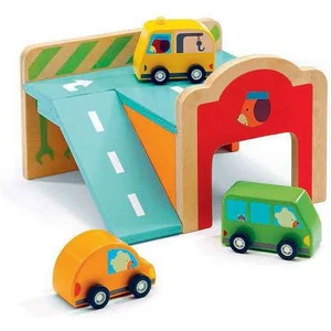 Garage en bois pour enfant - Djeco - 3 véhicules - Rouge - MixteVendu parbol