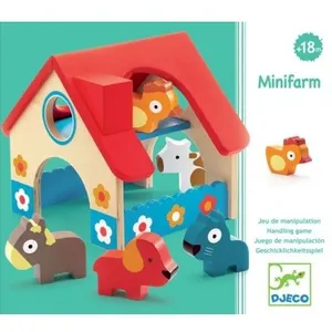 Ferme en bois et animaux - DJECO - La petite ferme - Jouet en bois pour enfant de 18 mois et plus